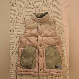 Patagonia Kids Puffer Vest in Pink and Olive Green